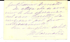 Autografo originale 1920 ca PADOVA Margherita CORINALDI RIGNANO Biglietto da visita AUTOGRAFO 1