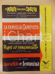Materiale pubblicitario d’epoca 1958 ROYAL FILM Listino produzione LA MORTE VIENE DALLO SPAZIO Maschio e femmina 1