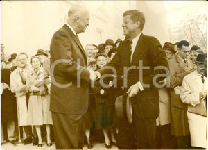 Fotografia d epoca originale 1960 WASHINGTON Primo incontro ufficiale tra John KENNEDY e Dwight EISENHOWER 1