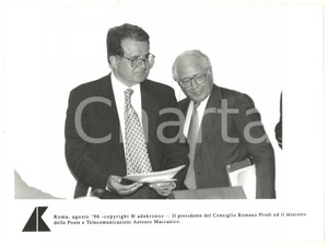 Fotografia d epoca originale 1996 ROMA Romano PRODI e Antonio MACCANICO  Foto 24x17 cm 1