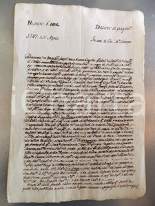 Documento originale, autentico 1747 RAPALLO Dazione in pagamento  Matteo CAPRILE per beni di Carlo CENTURIONE 1