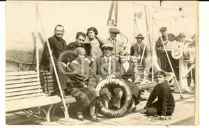 Fotografia d epoca originale 1925 NORD ATLANTICO Nave SS COLOMBO  Passeggeri sul ponte Foto cartolina 1