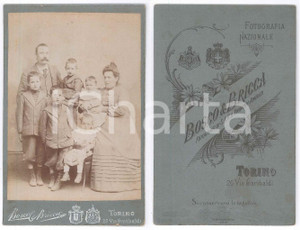 Fotografia d epoca originale 1900 ca TORINO Ritratto di famiglia con 5 figli Foto BOSCO & BRICCA 1