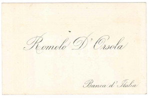 Oggetto da collezione cartaceo 1915 ca BANCA D ITALIA Romolo D ORSOLA Biglietto da visita 11x7 cm 1