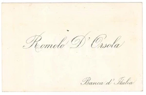 Oggetto da collezione cartaceo 1915 ca BANCA D ITALIA Romolo D ORSOLA Biglietto da visita 11x7 cm 1