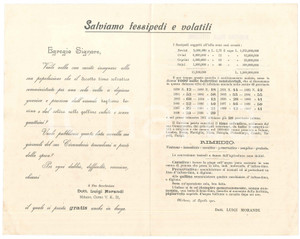 Materiale pubblicitario d’epoca 1901 MILANO Decotto al timo dott. Luigi MORANDI per fessipedi Pieghevole 1