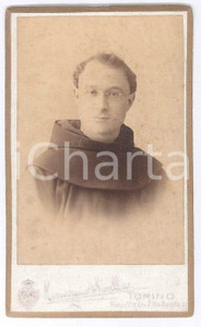 Fotografia d epoca originale 1900 ca TORINO Ritratto di giovane frate  Foto LOVAZZANO e sorella CDV 1