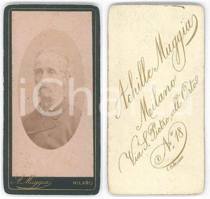 Fotografia d epoca originale 1880 ca MILANO Ritratto maschile  Busto Foto Achille MUGGIA 4x8 cm 1