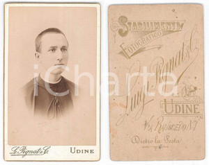 Fotografia d epoca originale 1900 ca UDINE Giovane sacerdote  Ritratto Foto Luigi PIGNAT CDV 1