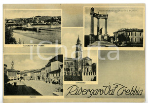 Cartolina originale da collezione 1955 RIVERGARO PC Vedutine della cittÃ  Cartolina VINTAGE  FG VG 1