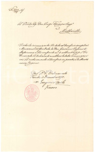 Autografo originale 1890 TRENTO Mons. Eugenio Carlo VALUSSI accetta rinuncia a beneficio AUTOGRAFO 1