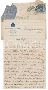 Autografo originale 1920 PIACENZA Lettera Carlo STEINER in cerca di una nuova cattedra AUTOGRAFO 1