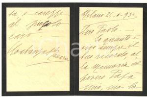 Autografo originale 1932 MILANO Lettera Costanza TANARA STOPPATO per lutto  Autografo 1