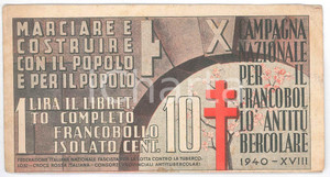 Oggetto da collezione cartaceo 1940  X Campagna per il francobollo antitubercolare  Libretto completo 17x9 cm 1