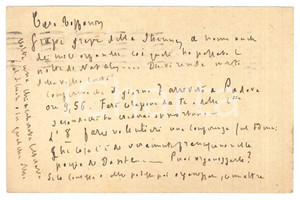 Autografo originale 1925 GENOVA Padre Giovanni SEMERIA promette visita a Padova Cartolina AUTOGRAFA 1