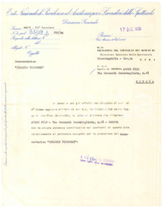 Documento originale, autentico 1956 ROMA ENPALS Lettera su posizione AMORE FILMS Autografo Luca SELLI GAMBERI 1