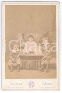 Fotografia d epoca originale 1875 ca TORINO Fratelli RADICATI DI BROZOLO bambini  Fotografia Subalpina 1