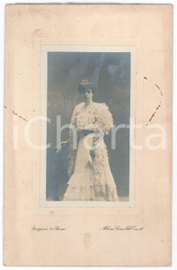 Fotografia d epoca originale 1910 ca MILANO Nobildonna con stola in pelliccia  Foto GUIGONI & BOSSI 17x26 cm 1