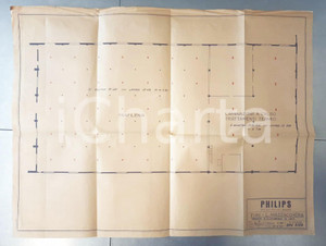 Mappa, planimetria storica 1940 PHILIPS MILANO  Progetto illuminazione al sodio per capannone 73x54 cm 1 Mappa, planimetria storica 1940 PHILIPS MILANO  Progetto illuminazione al sodio per capannone 73x54 cm 1
