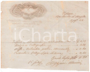 Documento originale, autentico 1864 BARBERINO DI MUGELLO Farmacista Pier Giovanni AJAZZI MANCINI Ricevuta libri 1