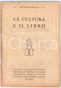 Giornale, rivista storica 1933 MILANO  LA CULTURA E IL LIBRO  L impresa di Balbo  Maria Luisa Astaldi 1