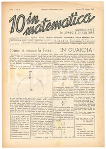 Giornale, rivista storica 1947 NOVARA Rivista 10 IN MATEMATICA Anno I n. 6  Come si misura la Terra 1
