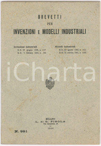Libro, pubblicazione d epoca 1950 MILANO Brevetti per invenzioni e modelli industriali  Pubblicazione 15x22 1