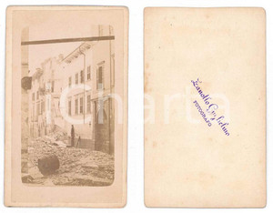 Fotografia d epoca originale 1887 TERREMOTO LIGURIA  Paese danneggiato 1 Foto Guglielmo ZANOLLO CDV 1