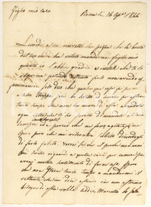 Manoscritto, lettera originale 1844 ROMA Nobildonna Paolina CAMBI VOGLIA ringrazia per la pizza AUTOGRAFO 1