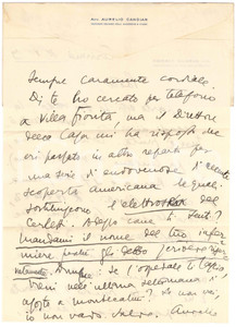 Autografo originale 1949 CERVINIA Lettera Aurelio CANDIAN  a un amico  Autografo 1