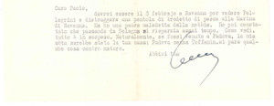 Autografo originale 1951 MILANO Lettera Aurelio CANDIAN in partenza per Ravenna Autografo 1