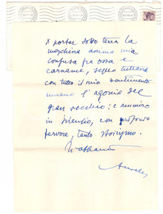 Autografo originale 1963 MILANO Aurelio CANDIAN Ateo qual sono  Lettera a un amico Autografo 1
