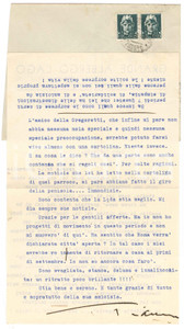 Autografo originale 1943 SAN CRISTOFORO AL LAGO Gianna PEDERZINI abbandonata dagli amici AUTOGRAFO 1