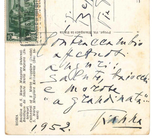 Autografo originale 1952 ROMA Soprano Gianna PEDERZINI  Cartolina auguri AUTOGRAFO 1