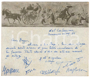 Autografo originale 1956 NAPOLI Cartolina Gaspare CASELLA  Siamo ansiosi d ozio Autografo 1