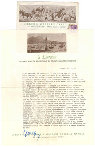 Autografo originale 1956 NAPOLI Gaspare CASELLA e i frequentatori del Calascione Autografo 1