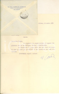 Autografo originale 1958 MILANO Lettera Aurelio CANDIAN a un collega Autografo 1