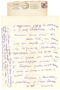 Autografo originale 1959 MILANO Lettera Aurelio CANDIAN a un collega Autografo 1