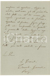 Autografo originale 1874 PARIS Console Luigi CERRUTI nomina procuratore per marchesa Centurione 1