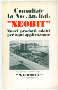 Materiale pubblicitario d’epoca 1935 ca SOCIETA  NEOBIT Emulsioni di bitume e catrame  Catalogo pubblicitario 1
