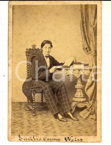 Fotografia d epoca originale 1865 ca WIEN Ritratto dello studente Emilio WEISS Foto J. LOWY CDV 1
