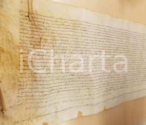 Documento originale, autentico 1385 AREA BERGAMO Atto monastero S. SALVATORE pro Pietro MADRIGA ? Pergamena 1