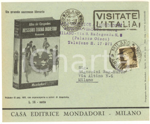 Materiale pubblicitario d’epoca 1941 MILANO MONDADORI Romanzo Alba De Cespedes  Busta pubblicitaria VUOTA VG 1