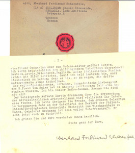Autografo originale 1947 ESSLINGEN Eberhard F. SCHAEUFELE e le prospettive di insegnamento AUTOGRAFO 1