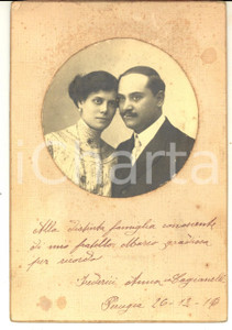 1919 PERUGIA Ritratto di Anna FEDERICI con il marito CAGIANELLI *Foto 12x17 cm Fotografia d'epoca con dedica.  CONDIZIONI: G (ma lievi macchie e tracce d'uso)      originale e autentica 1