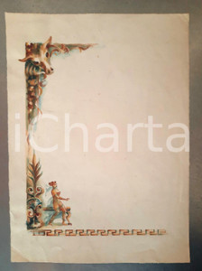 Stampa, bozzetto originale 1950 ca ARTE Bozzetto per decorazione con ninfa e greca  Acquerello 24x33 cm 1