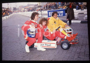 Fotografia d epoca originale 35mm vintage slide 1988 AIRC Gara beneficenza  Nelson PIQUET con Alain PROST 1