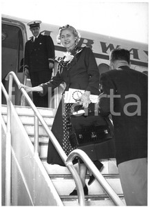 1955 ROMA Ciampino - Clare BOOTHE LUCE in partenza per gli USA *Foto 13x18 cm