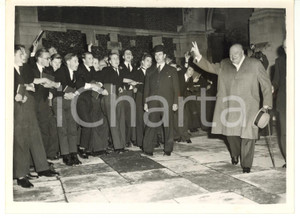 1954 LONDON - HARROW SCHOOL Sir Winston CHURCHILL attending annual sing-song