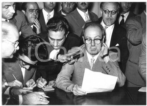 1955 ROMA Viminale - Giuseppe SARAGAT durante conferenza stampa *Foto 18x13 cm